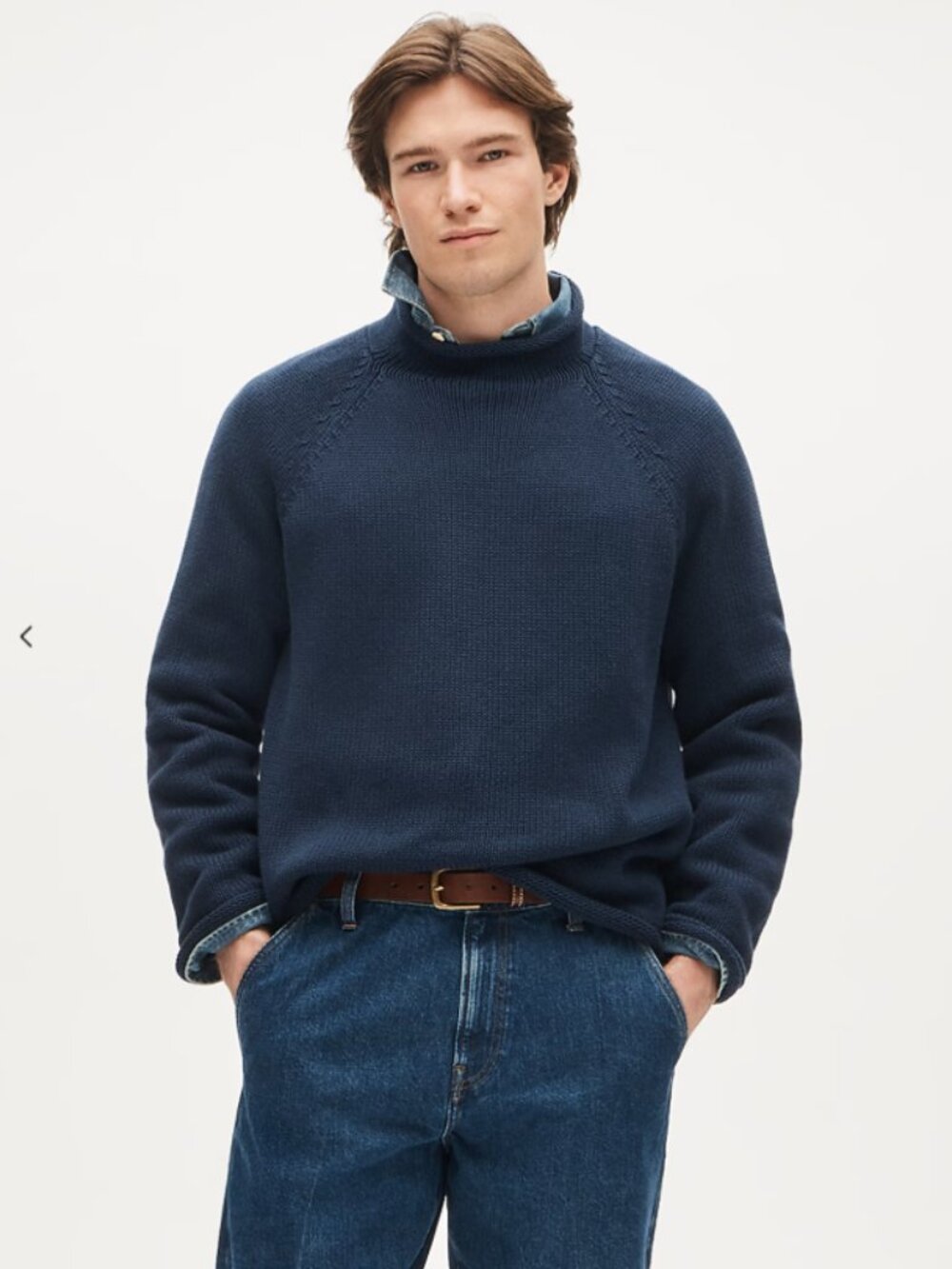 J.Crew 1988 Rollneck™ Sweater in Linen Cotton Navy Unisex M